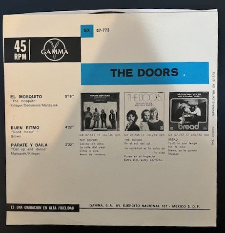 The Doors - El Mosquito     RARE 3-Track Mexican EP