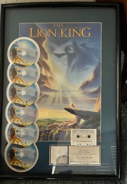 The Lion King - Rare RIAA 6x Multi-Platinum Sales Award