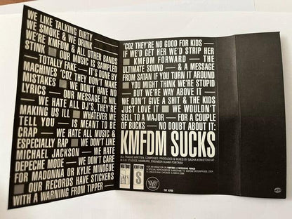 KMFDM - Sucks    Rare 4-Version US ONLY Cassette Single