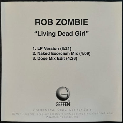 Rob zombie - Living Dead Girl     Rare 3-Track Test Pressing CD