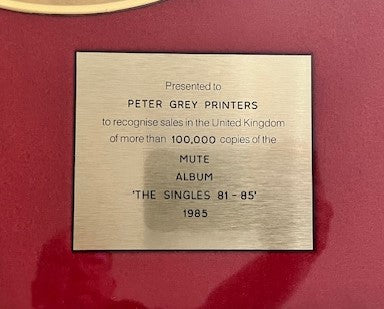 Depeche Mode - The Singles 81-85    RARE BPI Sales Award