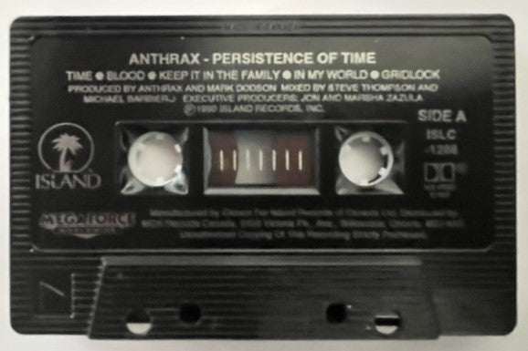 ANTHRAX - Persistence Of Time   Canadian Cassette LP