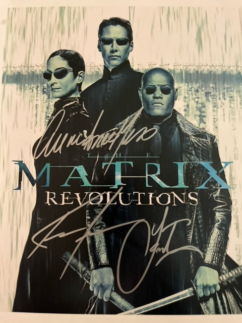 MATRIX - REVOLUTIONS Hand Signed 8 x 10 Photo    Reeves - Moss - Fishburne