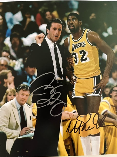 L,A. Lakers - Magic Johnson & Pat Reilley - Hand Signed 8 x 10 Photo