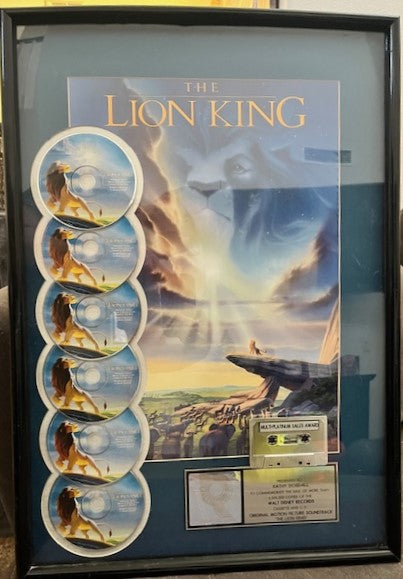 The Lion King - Rare RIAA 6x Multi-Platinum Sales Award