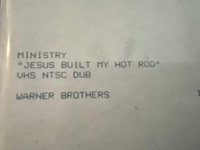 Ministry - Jesus Built My Hot Rod - VERY RARE Promotional ONLY VHS Video Single