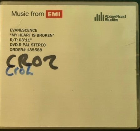 Evanescence - My Heart Is Broken - Rare Promo Only DVDr Test Pressing