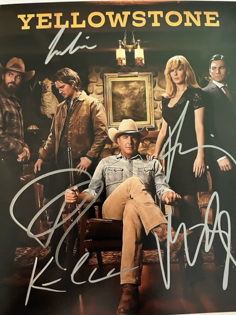 YELLOWSTONE - Cast Fully Signed 8 x 10 Photo  Costner - Grimes - Reilly - Bentley - Hauser
