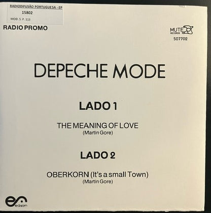 Depeche Mode - The Meaning Of Love   RARE Portuguese 7" Promo Single