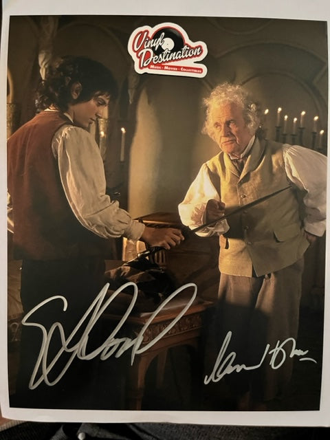 Lord Of The Rings / The Hobbit - Ian Holm & Elijah Wood Hand Signed 8 x 10 Photo