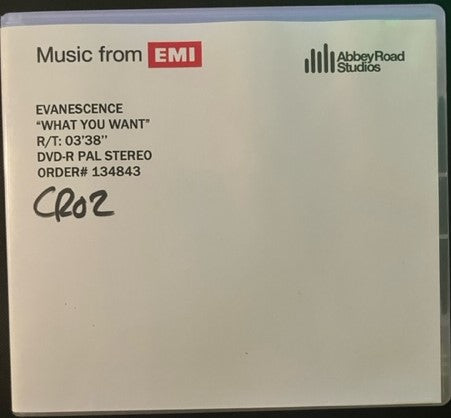 Evanescence - What You Want - Rare DVDr Promotional Test Pressing