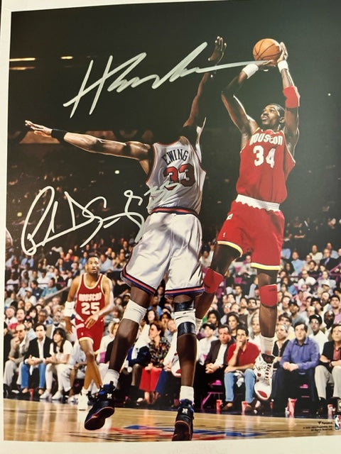 NBA Legends - Hakeem  Olajuwon & Patrick Ewing - Hand Signed 8 x 10 Photo