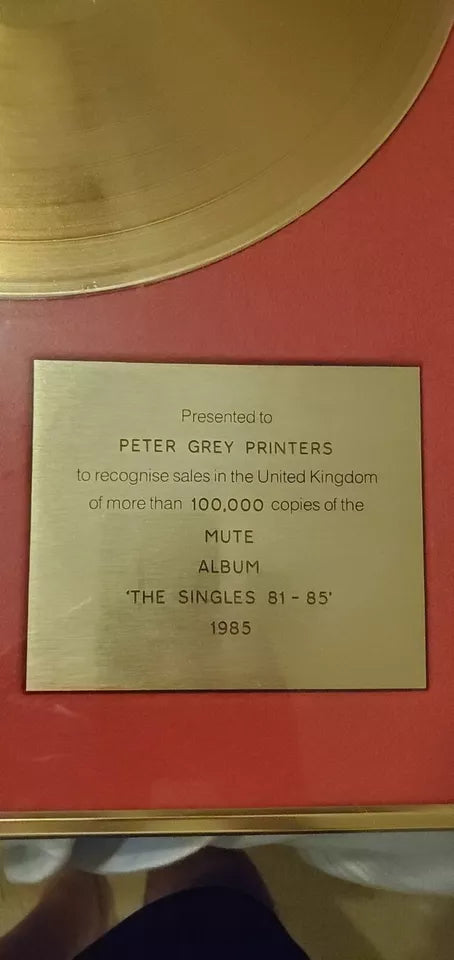 Depeche Mode - The Singles 81-85    RARE BPI Sales Award