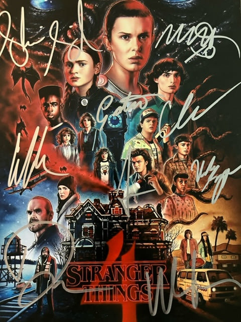 Stranger Things - Cast Signed 8 x 10     NINE Signatures!