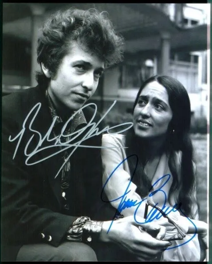 Bob Dylan - Joan Baez - Folk Legends - Autographed 8 x 10 Photo